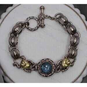 Saint By Sarah Jane 925 & 18k Otis The Frog Blue Topaz Bracelet 46.19G/7.7in